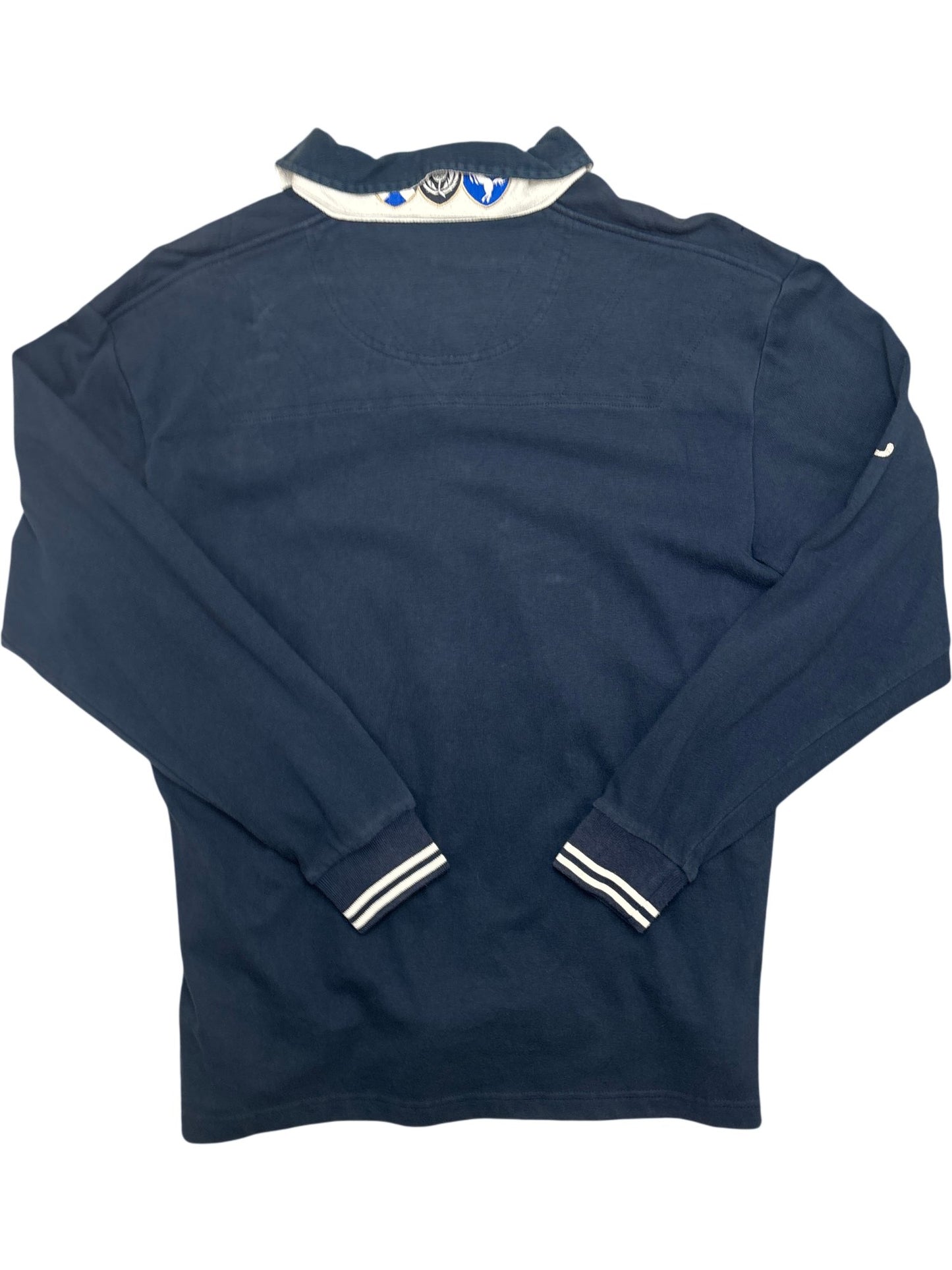 Vintage Navy Cotton Traders Long Sleeve Rugby Shirt (L)