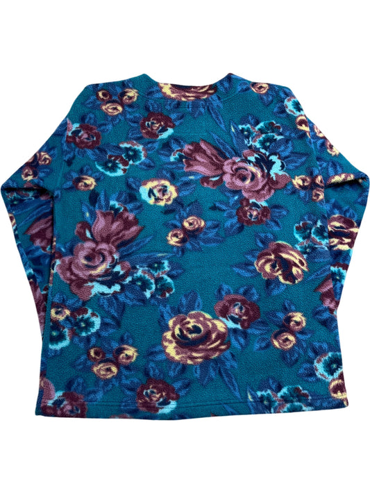 Vintage Blue Floral Sweatshirt Lyons & Clark Fleece-Wear (S)