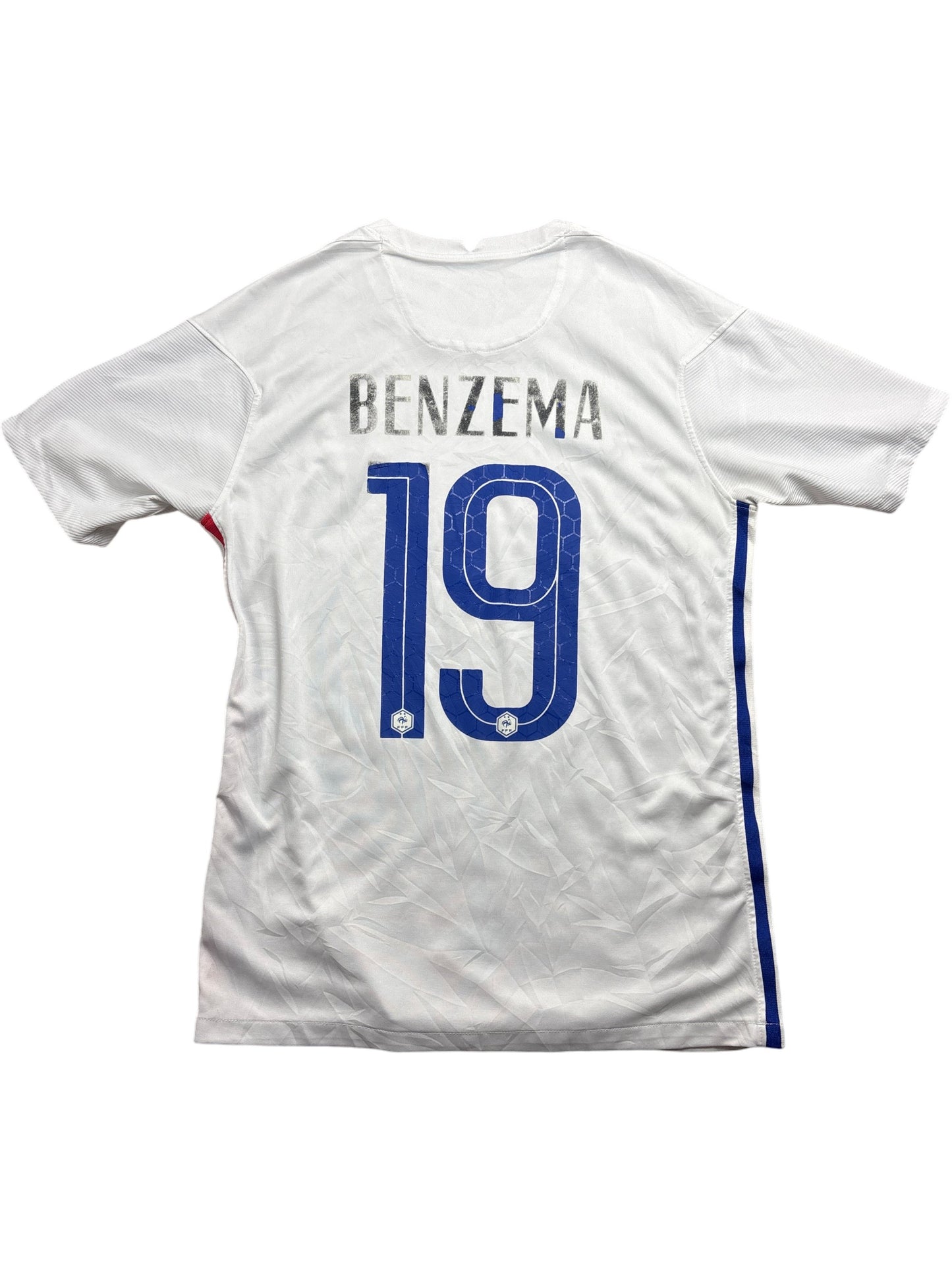 Vintage White Nike France Football Jersey Benzema 19 (M)