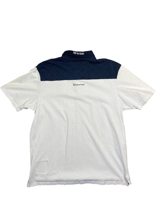 Vintage White England Rugby Polo Shirt (XXL)