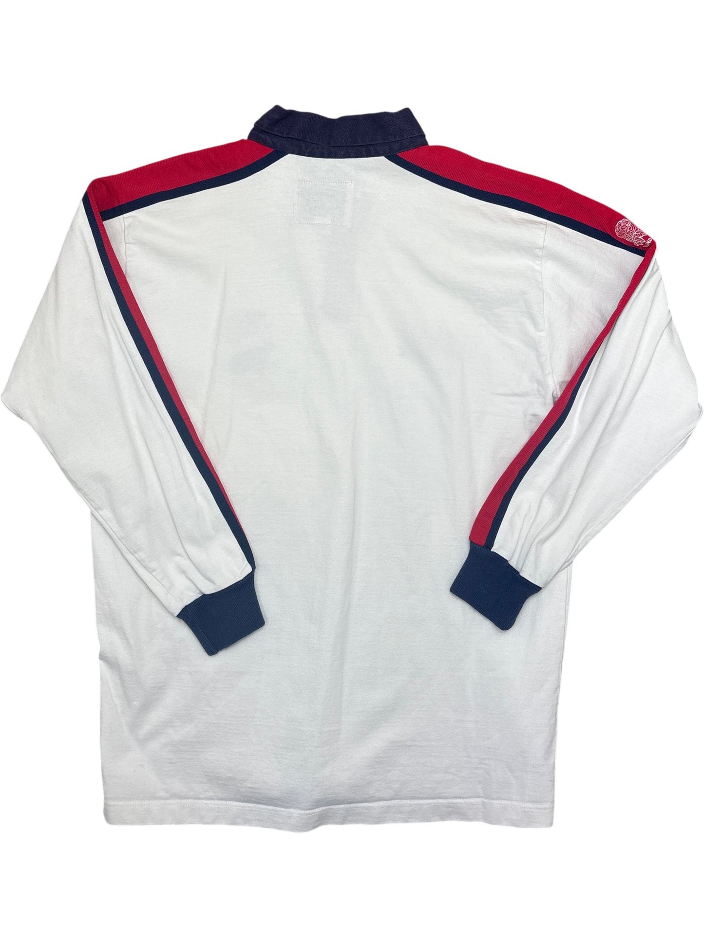 Vintage White Cotton Traders Rugby Shirt England Logo (L)