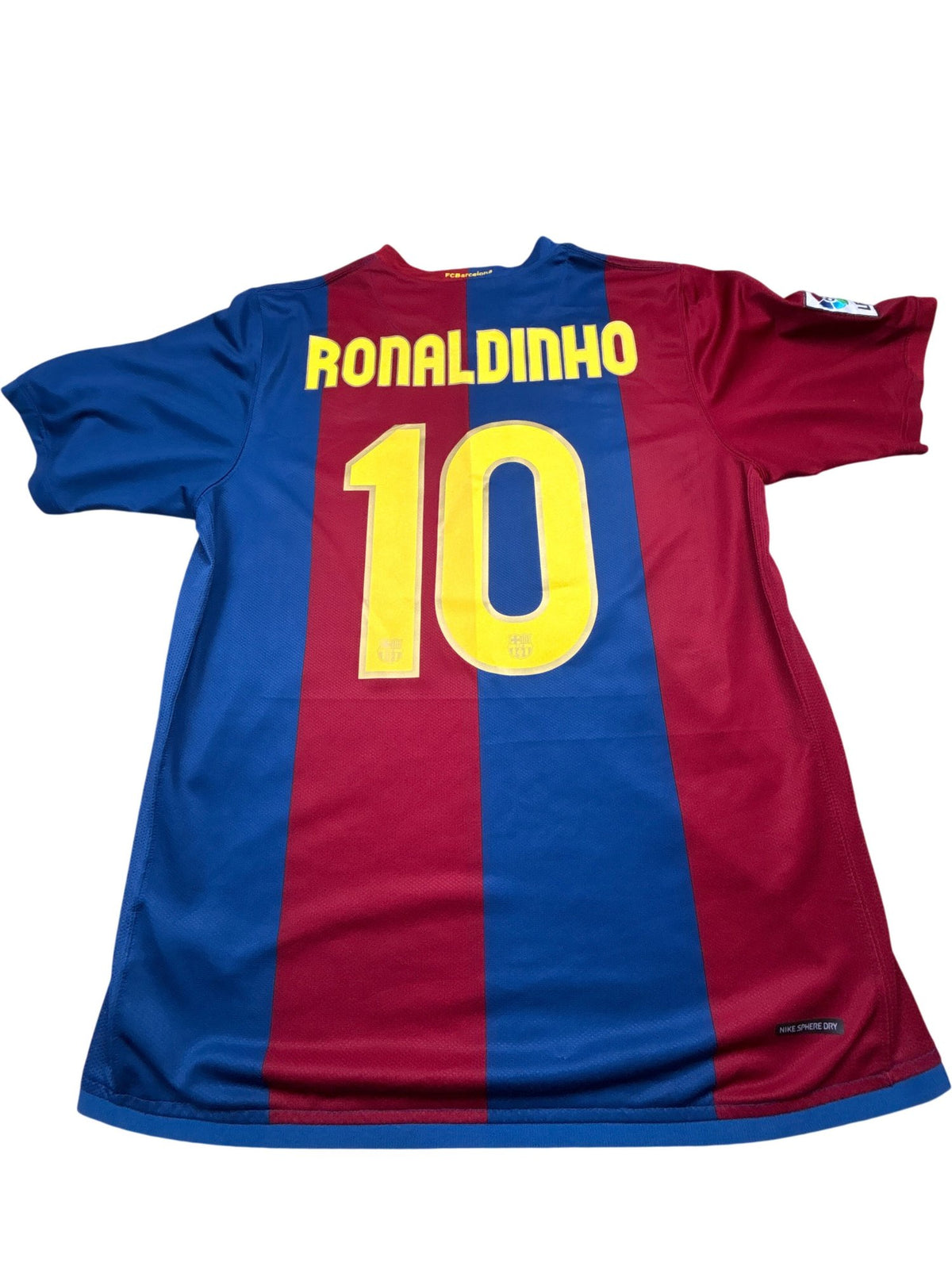 Vintage Red Blue Nike Football Jersey Barcelona Ronaldinho (L)