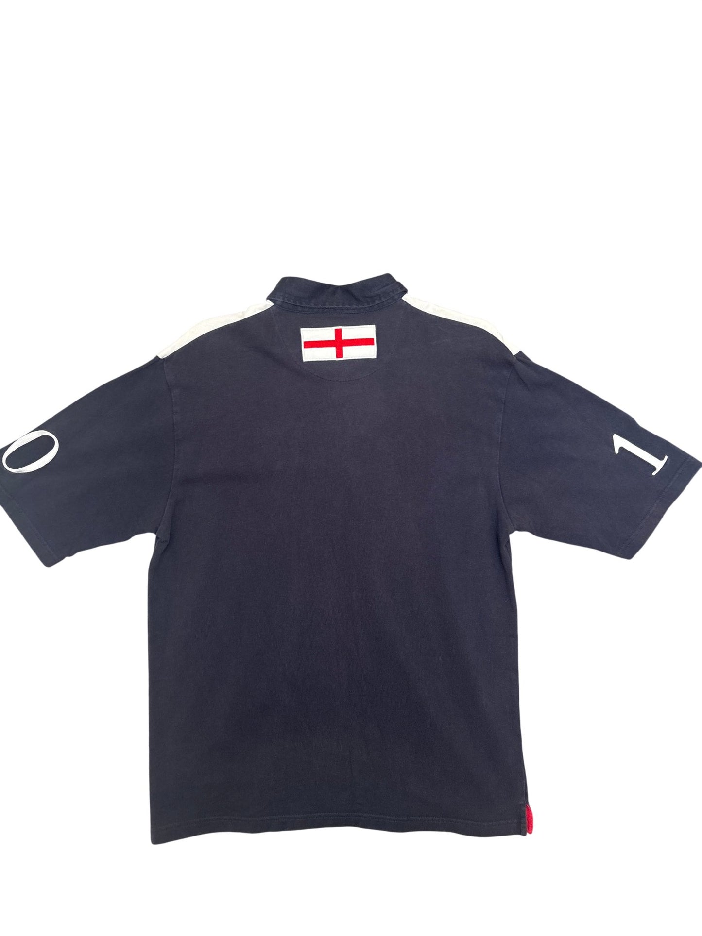 Vintage White Cotton Traders Rugby Shirt England (L)