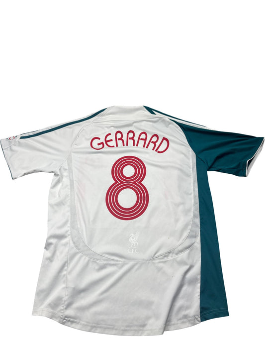 Vintage White Adidas Liverpool Jersey Gerrard 2000s (XL)