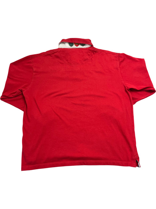 Vintage Red Cotton Traders Rugby Shirt (XL)