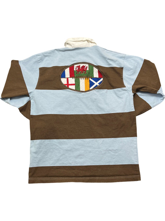 Vintage Blue Brown Rugby Shirt 90s (M)