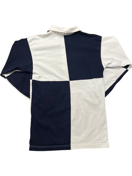 Vintage Blue White Cotton Traders Rugby Shirt (S)