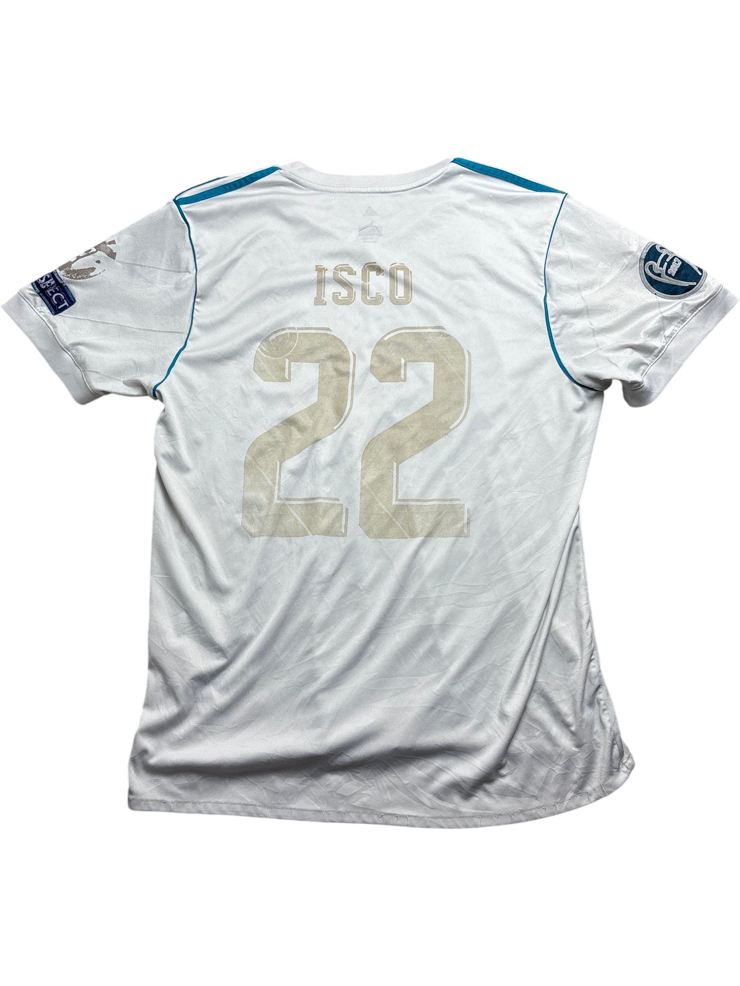 Vintage White Adidas Real Madrid Jersey Isco 2017 (L)