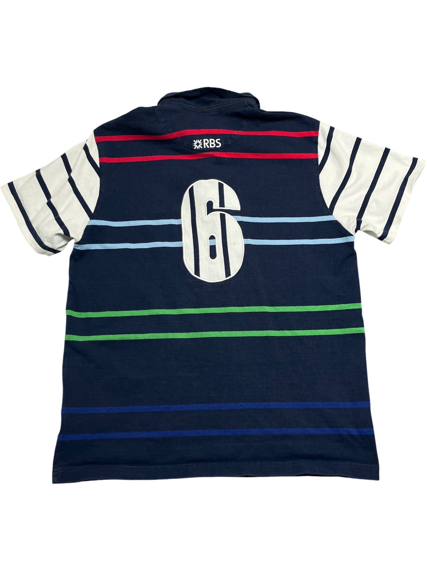 Vintage Navy Canterbury Rugby Polo Shirt 6 Nations Striped (S)