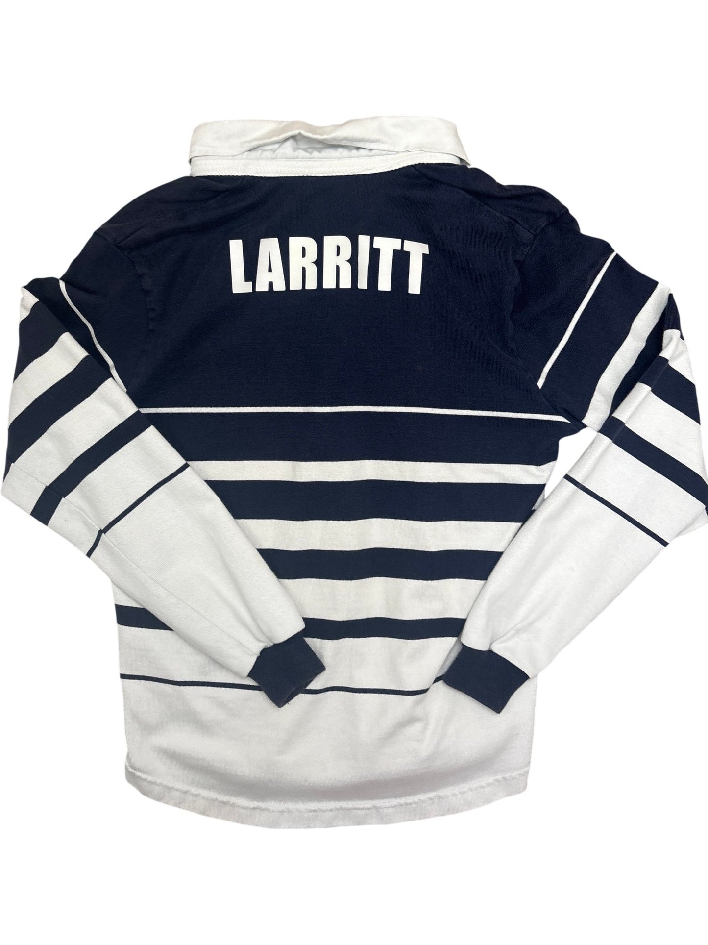 Vintage Blue White Rugby Shirt Larritt (S)