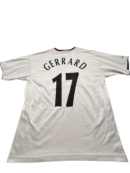 Vintage White Liverpool Football Jersey Gerrard 2000s (XL)