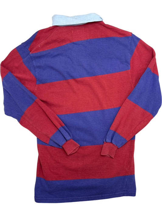 Vintage Red and Blue Cotton Traders Rugby Shirt (M)