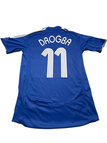 Vintage Blue Adidas Chelsea Football Jersey Drogba 2000s (M)