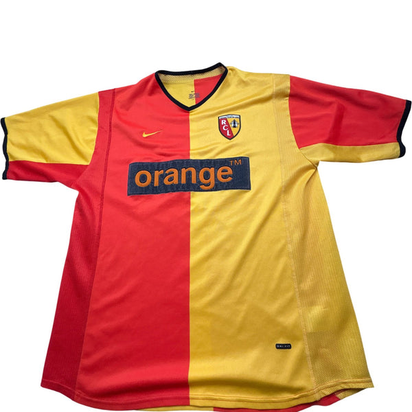 Vintage Red Yellow Nike Soccer Jersey RCL Aurelien 2000s (L)