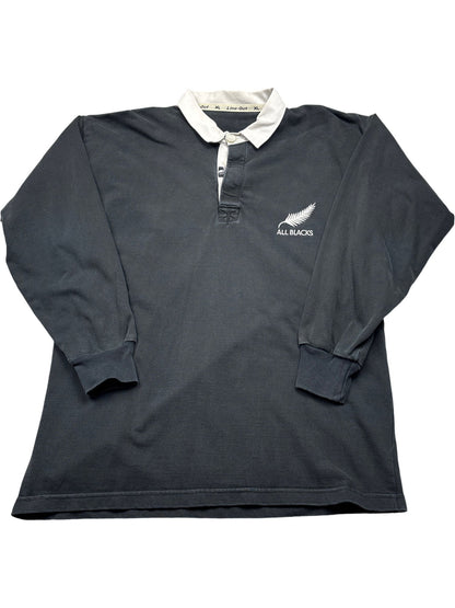 Vintage Black All Blacks Rugby Shirt (XL)