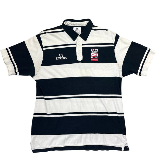 Vintage Black White Rugby Shirt Dubai Sevens Emirates (L)