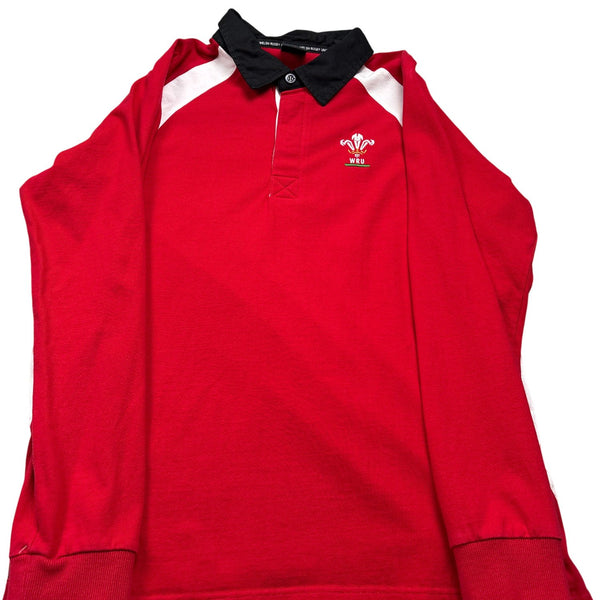 Vintage Red WRU Long Sleeve Rugby Shirt (L)