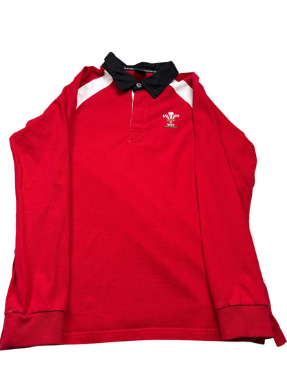 Vintage Red WRU Long Sleeve Rugby Shirt (L)