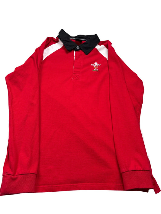 Vintage Red WRU Long Sleeve Rugby Shirt (L)