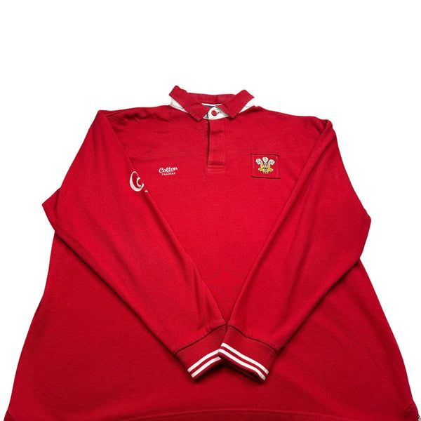 Vintage Red Wales Cotton Traders Rugby Shirt (XL)