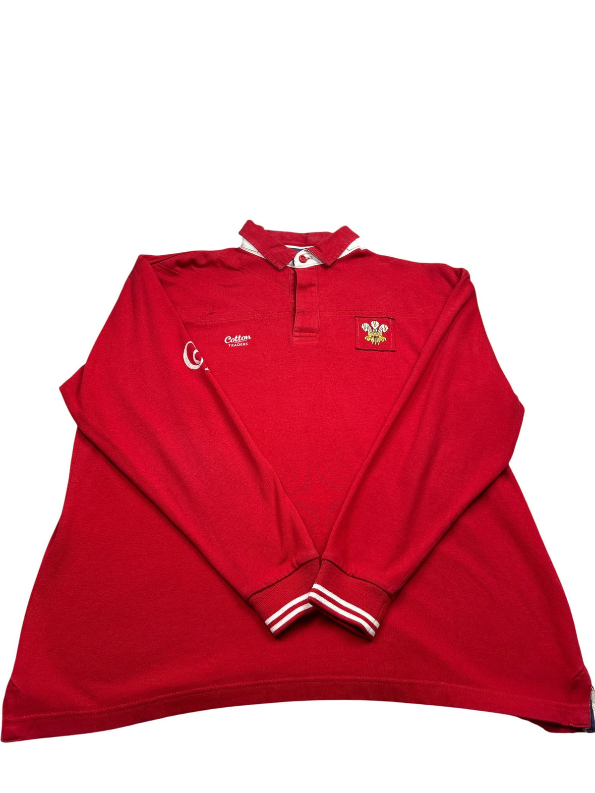 Vintage Red Wales Cotton Traders Rugby Shirt (XL)