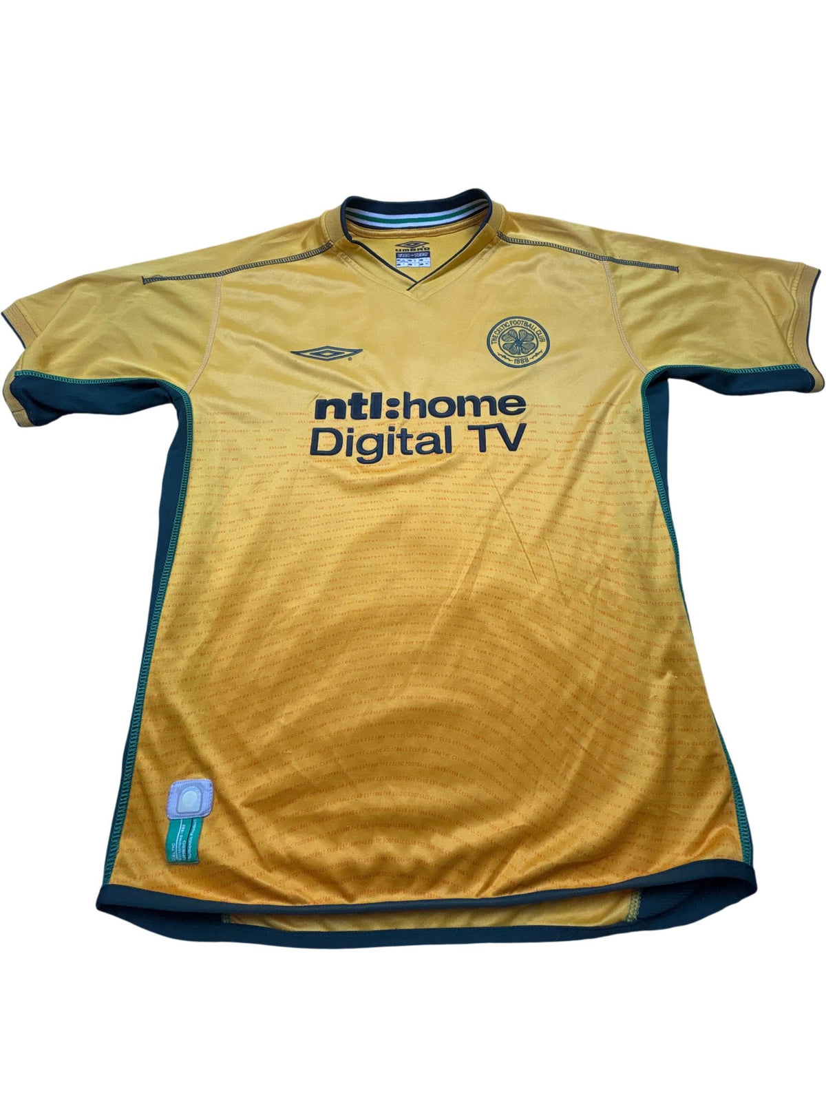 Vintage Yellow Umbro Celtic FC Shirt Larsson 90s (M)