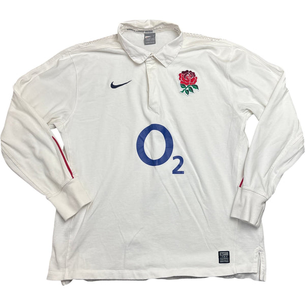 Vintage White Nike Rugby Shirt England O2 (L)
