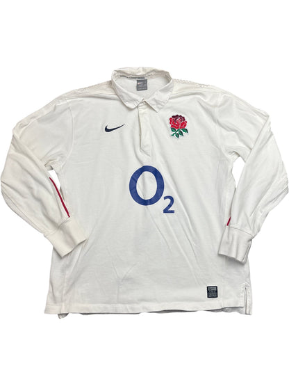 Vintage White Nike Rugby Shirt England O2 (L)