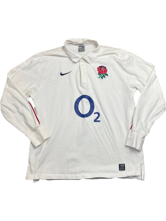 Vintage White Nike Rugby Shirt England O2 (L)