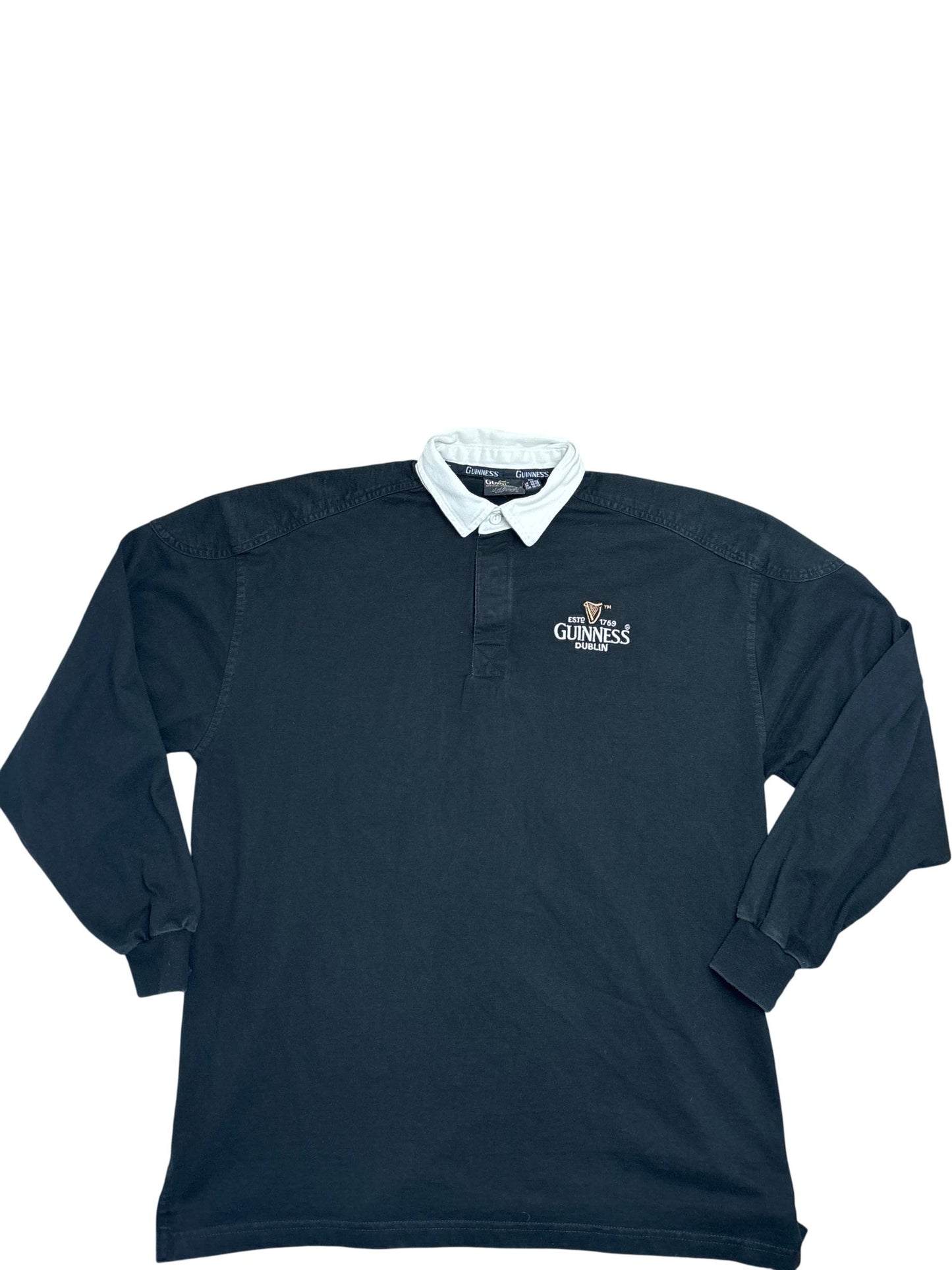 Vintage Black Guinness Long Sleeve Polo 90s (XXL)