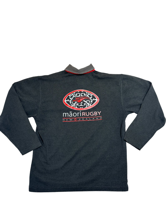 Vintage Grey Maori Rugby New Zealand Polo Shirt (L)