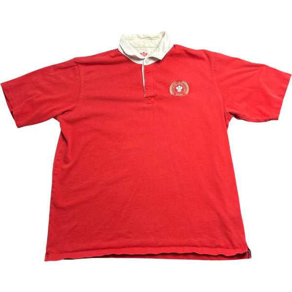 Vintage Red Wales Rugby Polo Shirt ()