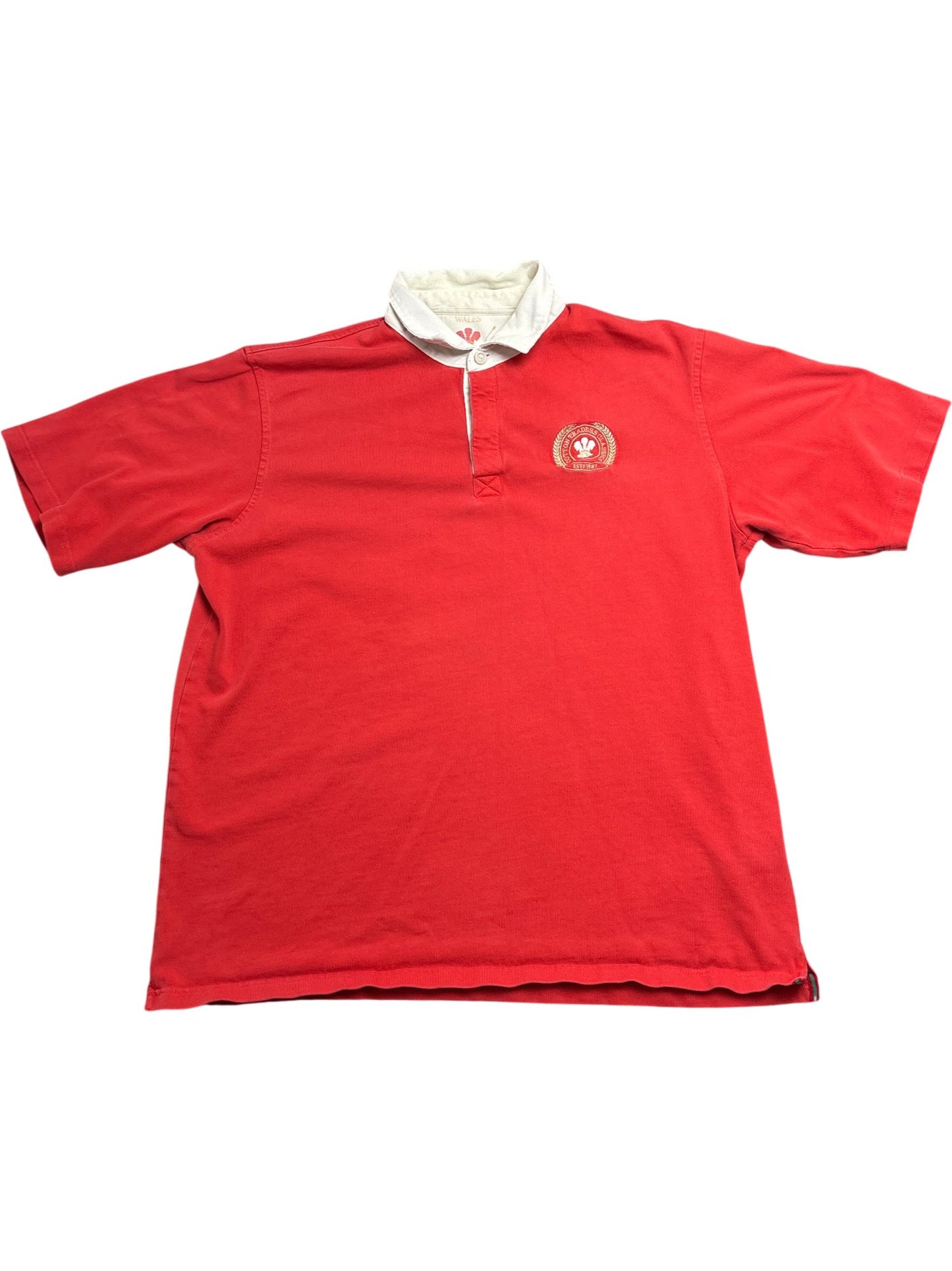 Vintage Red Wales Rugby Polo Shirt ()