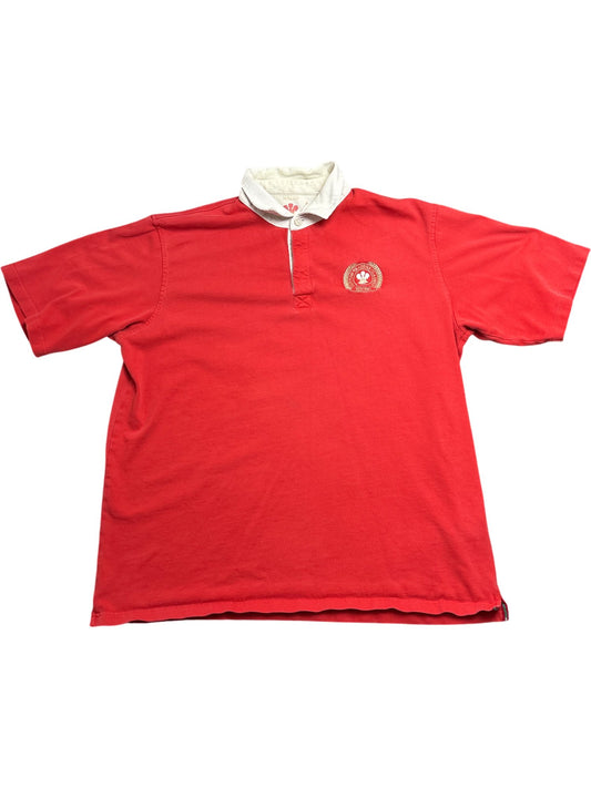 Vintage Red Wales Rugby Polo Shirt ()