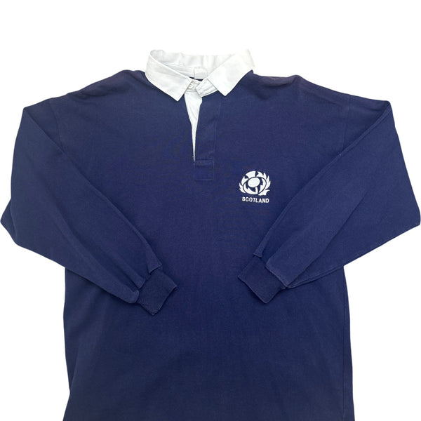 Vintage Navy Rugby Shirt Scotland Embroidery (M)