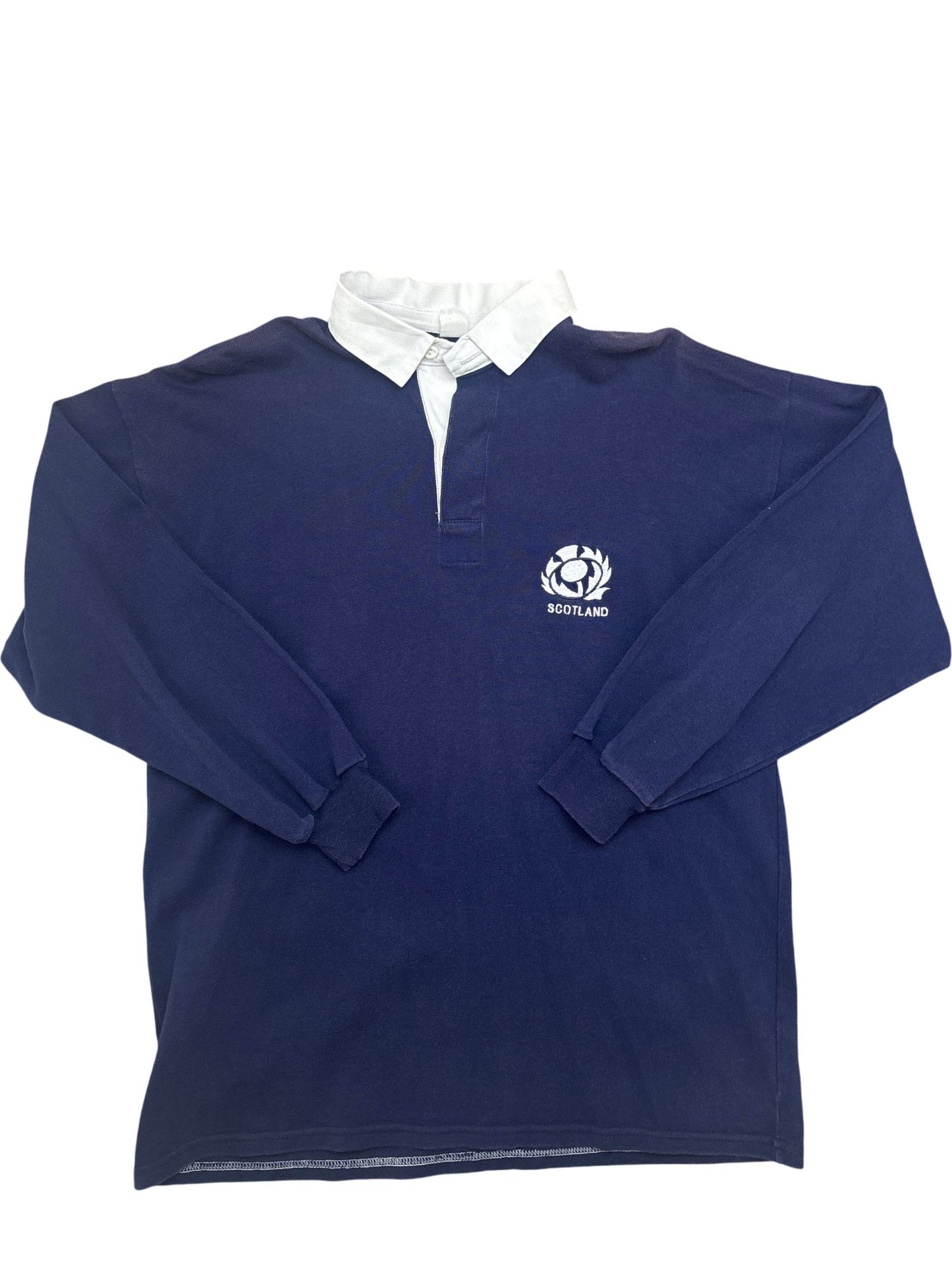 Vintage Navy Rugby Shirt Scotland Embroidery (M)