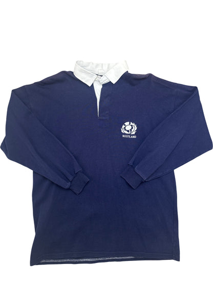 Vintage Navy Rugby Shirt Scotland Embroidery (M)
