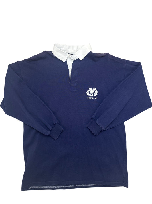 Vintage Navy Rugby Shirt Scotland Embroidery (M)