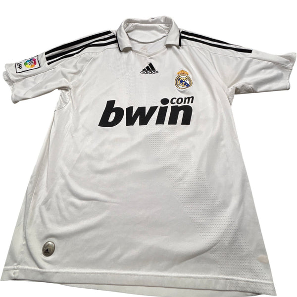 Vintage White Adidas Real Madrid Jersey Guti 2000s (M)