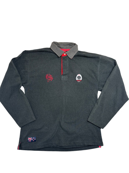 Vintage Grey Maori Rugby New Zealand Polo Shirt (L)