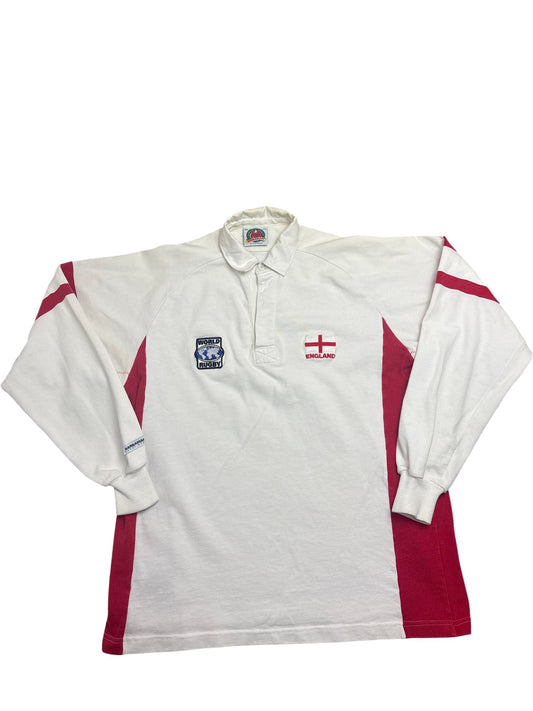 Vintage White England Rugby Shirt World Rugby (XL)