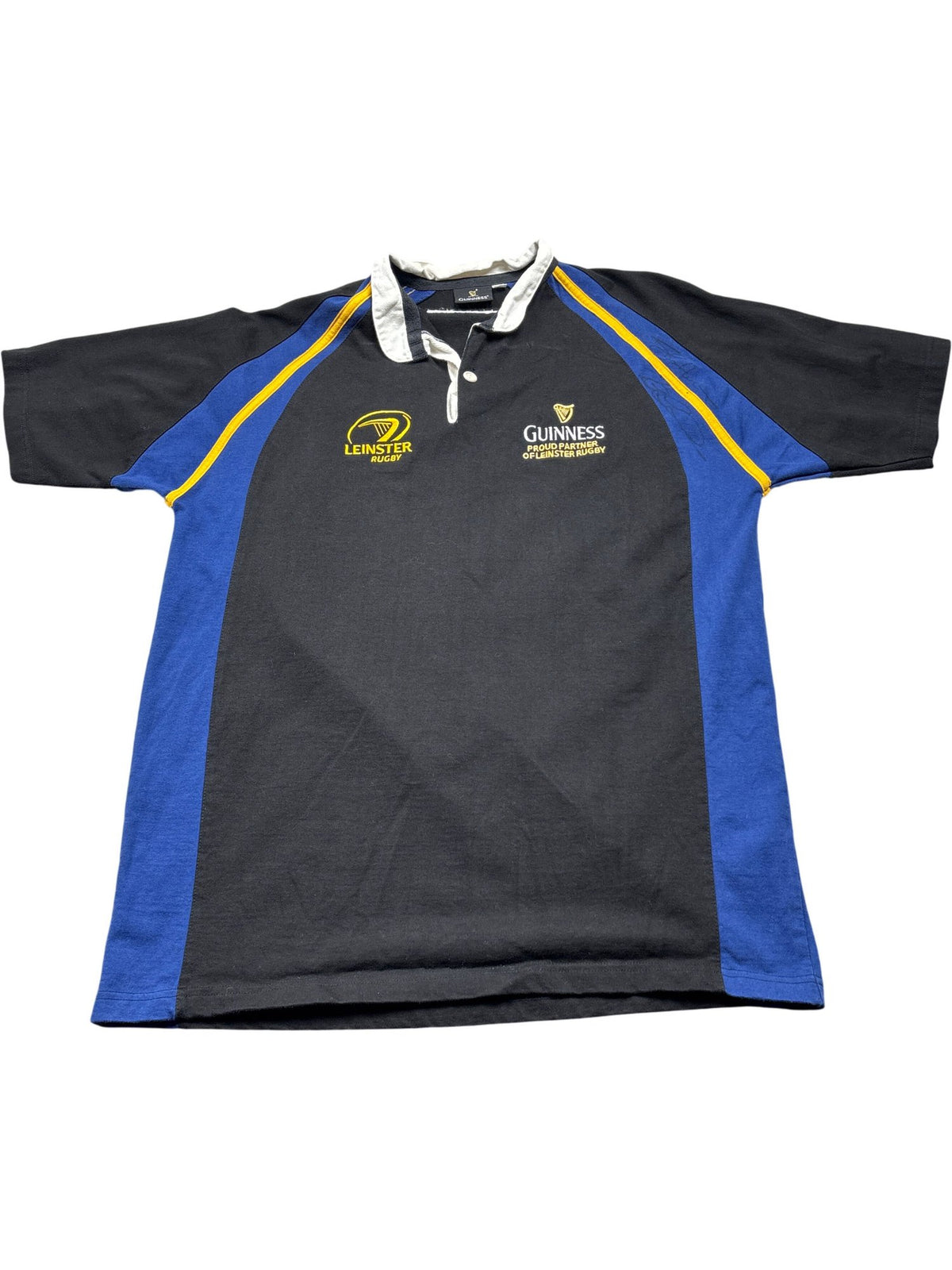 Vintage Black Guinness Signed Leinster Rugby Shirt (L)