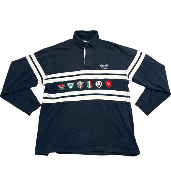 Vintage Navy Cotton Trades Rugby Polo (M)