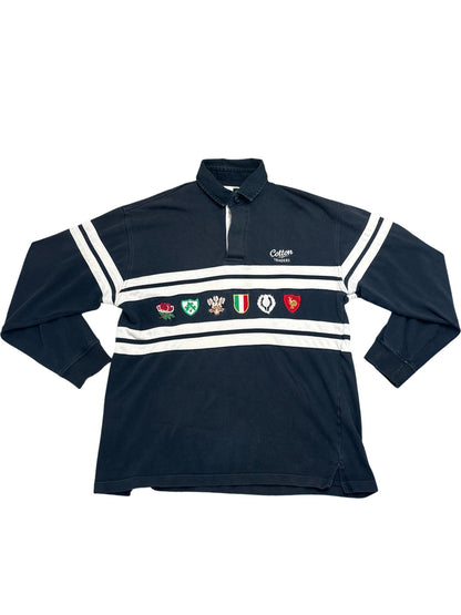 Vintage Navy Cotton Trades Rugby Polo (M)