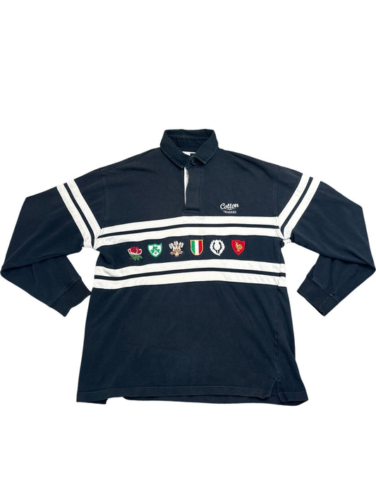 Vintage Navy Cotton Trades Rugby Polo (M)