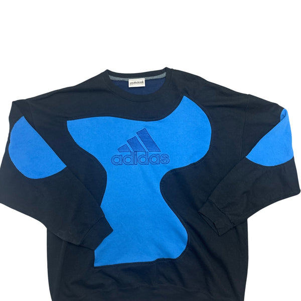 Vintage Blue Black Adidas Sweatshirt 90s (XL)