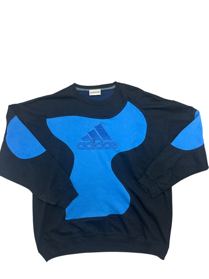 Vintage Blue Black Adidas Sweatshirt 90s (XL)