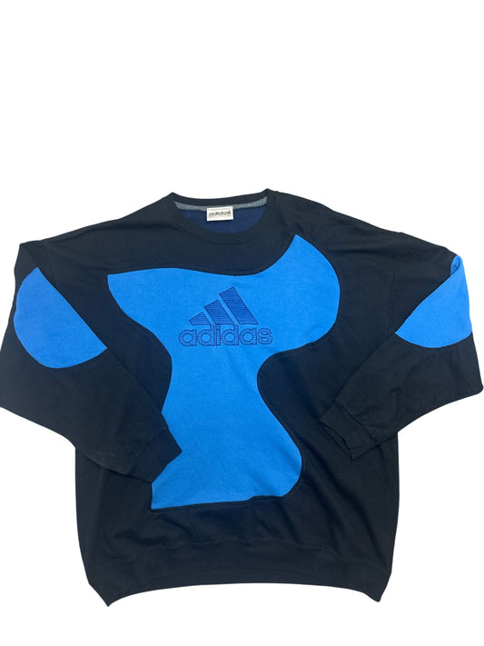 Vintage Blue Black Adidas Sweatshirt 90s (XL)