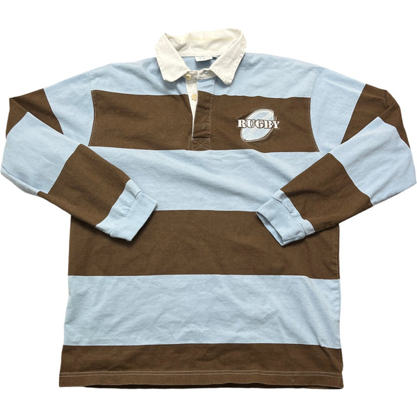 Vintage Blue Brown Rugby Shirt 90s (M)