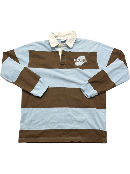 Vintage Blue Brown Rugby Shirt 90s (M)
